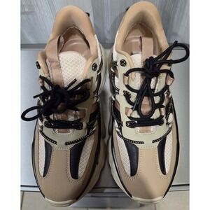Steve Madden‎ Spectator Sneakers Size 8.5 Beige/Brown Excellent Condition